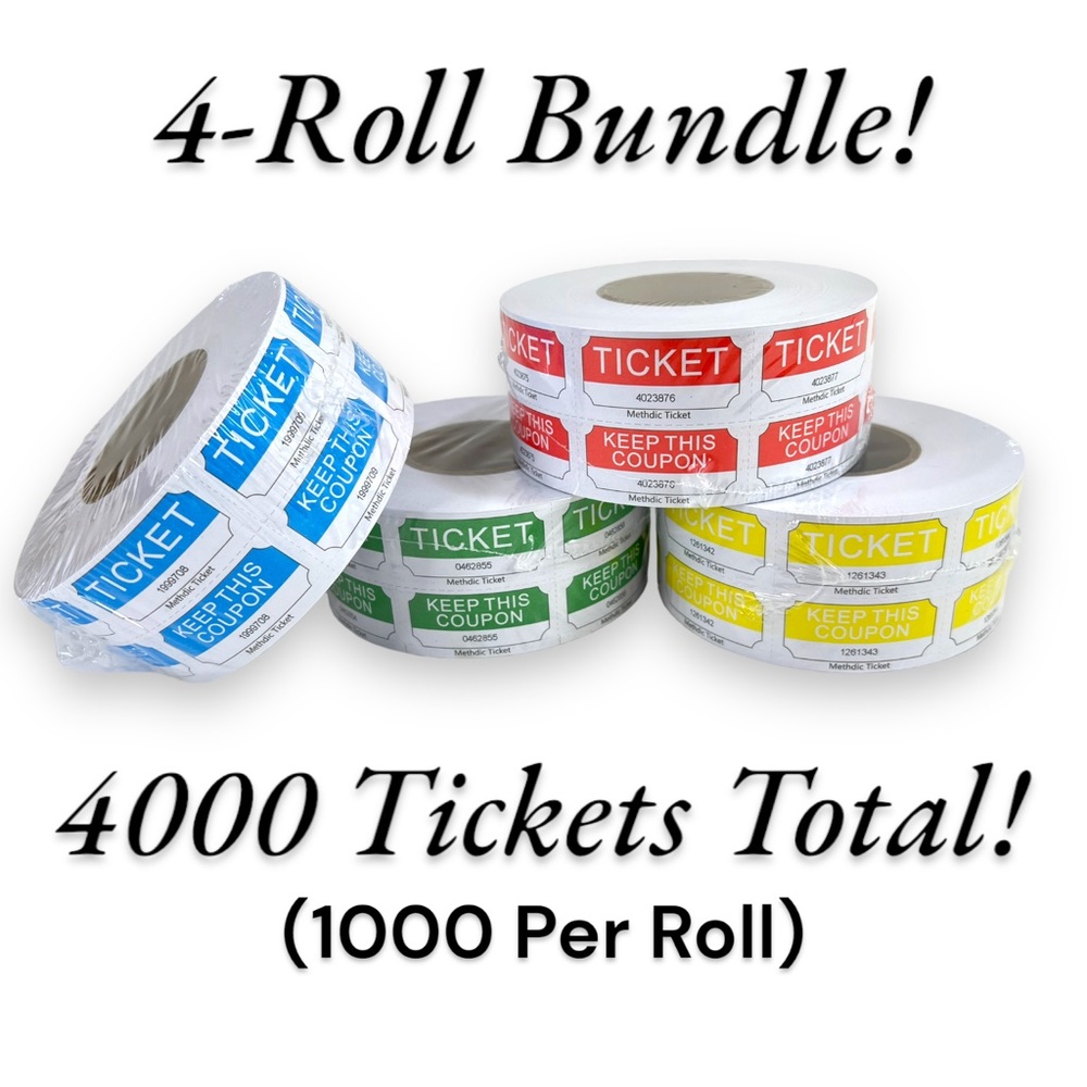 Raffle Tickets 4000 Double Stub 50/50 Keep This Coupon Carnival Festival SEALED